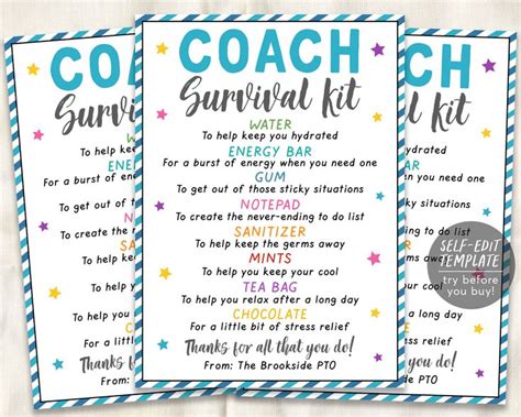 Three Printable Coach Survival Kit Cards