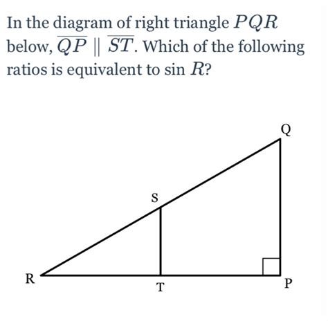 Solved In The Diagram Of Right Triangle Pqr Below Overline Qpparallel