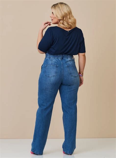 Calça Reta Jeans Plus Size Cintura Alta Best Size E commerce