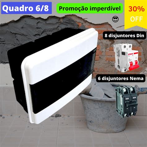 Quadro 3 4 ou 6 8 para disjuntor Din ou Nema tampa Fumê Branca