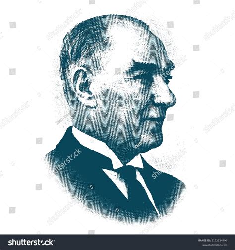 Isolate Portrait Mustafa Kemal Founder Stock Vector Royalty