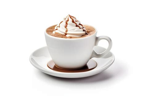 Premium AI Image A Cup Of Hot Chocolate With Whipped Cream And Saucer