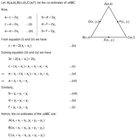 If D E F Are The Midpoints Of The Triangle Abc Are X1 Y1 X2 Y2 And