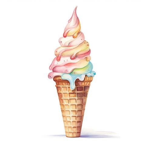 Premium Ai Image There Is A Watercolor Drawing Of A Cone With A