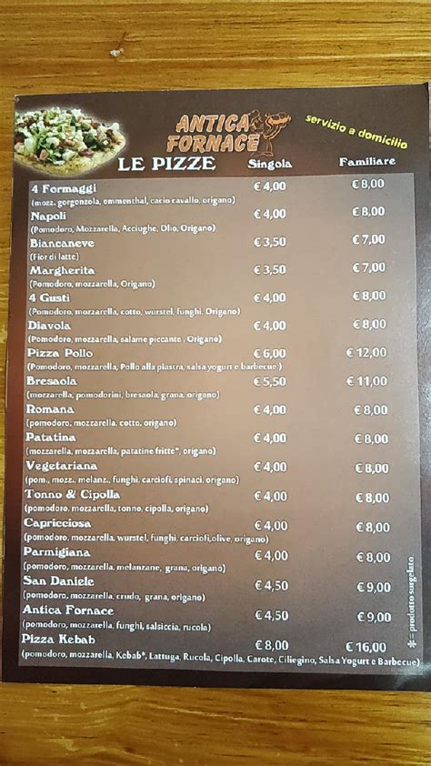 Menu Da Antica Fornace Ristorante Palermo