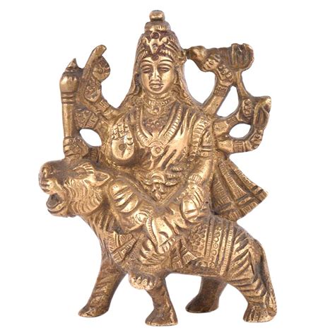 Brass Durga Statue Sherawali Mata For Puja Navratra Aarti