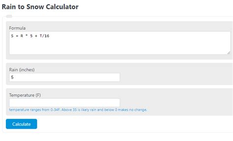 Rain to Snow Calculator - Calculator Academy