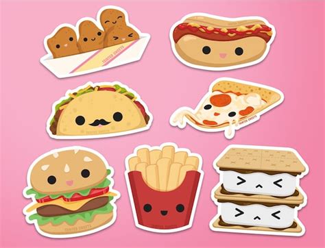 Kawaii Foods Stickers Etsy