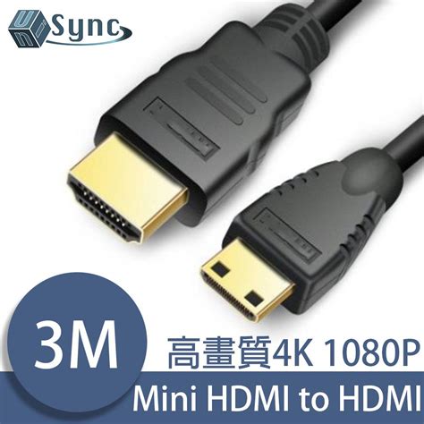 Unisync Mini Hdmi轉hdmi高畫質4k影音認證鍍金頭傳輸線 3m Pchome 24h購物