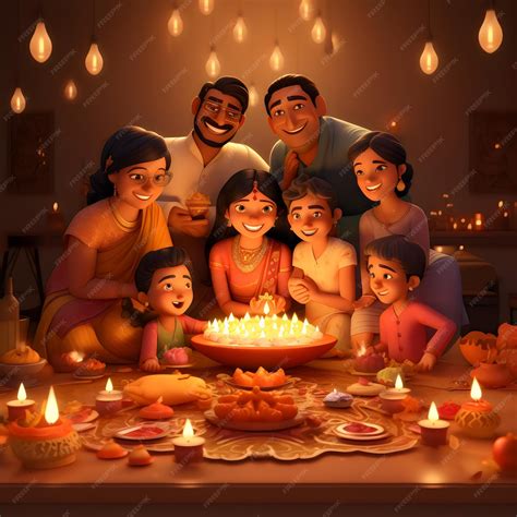 Premium AI Image | Happy family Diwali celebration