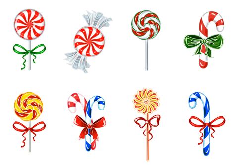 Set Of Festive Colorful Lollipops Png Illustration With Transparent