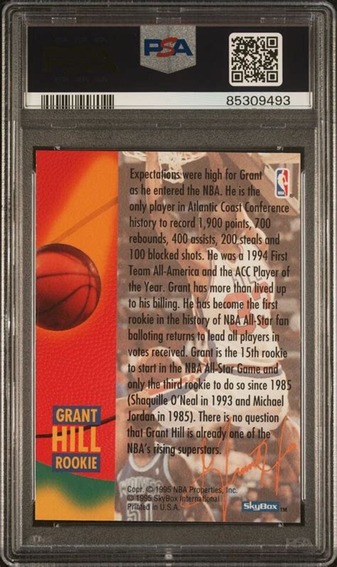 PSA 9 MINT 1995 HOOPS GRANT HILL ROOKIE GOLD FOIL SIGNATURE RC PISTONS