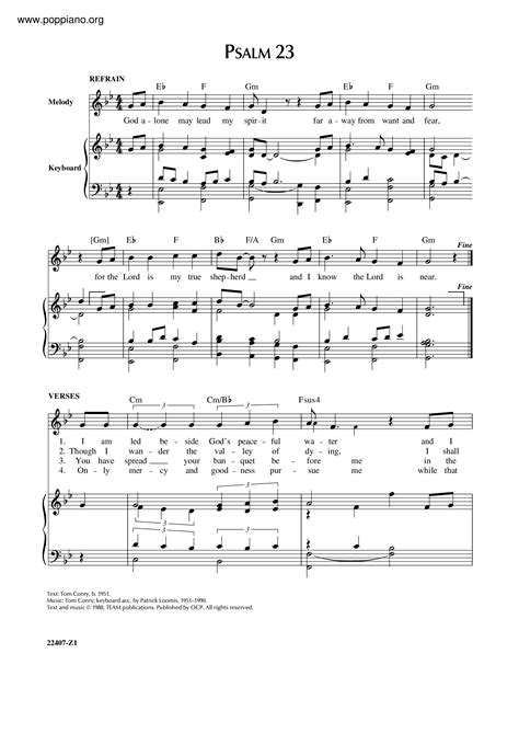 Psalm 23 Sheet Music Piano Score Free Pdf Download Hk Pop Piano Academy