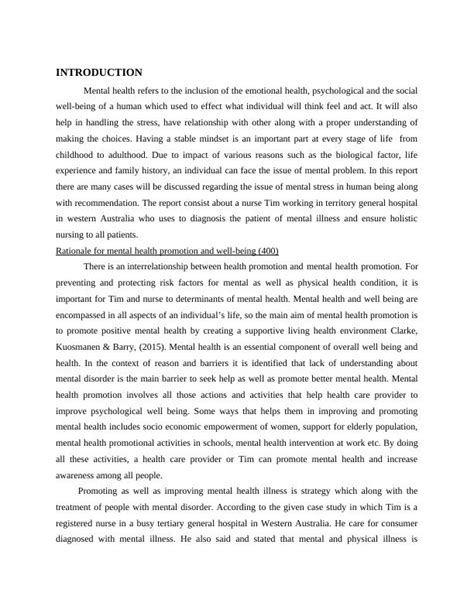 Sample Assignment Mental Health And Illness