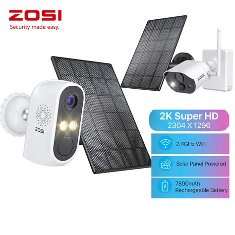 Zosi Wire Free Battery Mp Solar Panel Powered Wireless Security Camera