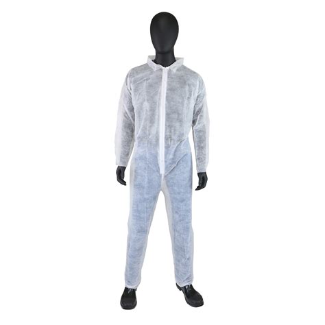 Coverall Sbpp Zip Front Collar Elastic Wrist Ankle White Case Of