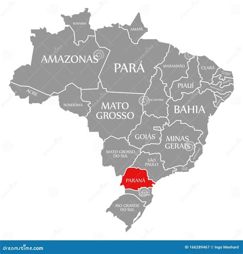 Parana Red Highlighted in Map of Brazil Stock Illustration ...