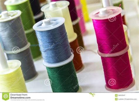 Spools Of Sewing Thread Of Different Colors Stock Image Image Of