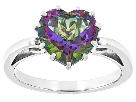 Mystic Fire Green Topaz Rhodium Over Sterling Silver Ring Ct