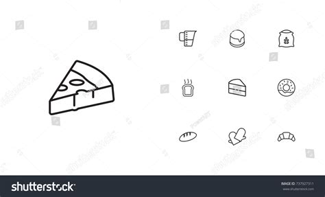 Set Food Outline Icons Setcollection Stock Vector Royalty Free