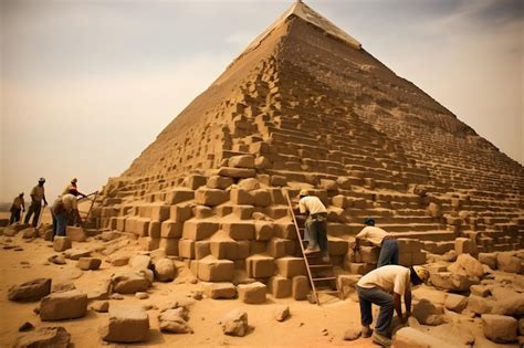 Premium AI Image Ancient Egyptian Workers Building The Pyramids