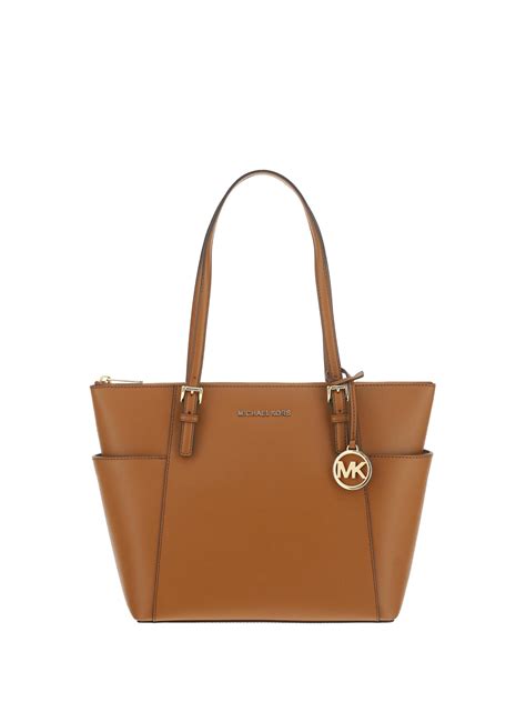 Michael Kors Jet Set Top Zip Saffiano Leather Tote In Brown Lyst