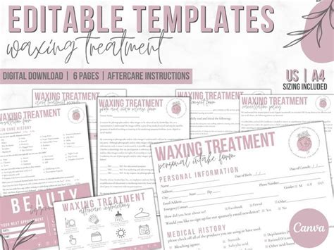 Waxing Business Forms Day Spa Business Kit Waxing Consent Form