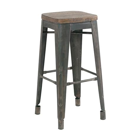 Tabouret de bar haut bois et métal industriel VINTAGE