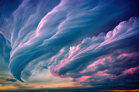 A Very Large Cloud Formation In The Sky Over A Beach At Sunset Or