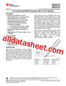 SN65HVD1780DR Datasheet PDF Texas Instruments