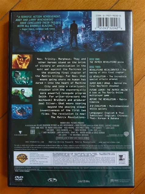 Matrix Revolutions Dvd Keanu Reeves Laurence