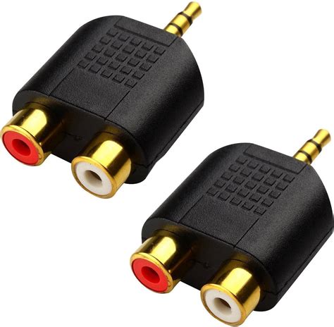 Amazon Aaotokk Mm To Rca Splitter Adapter Gold Plated Poles