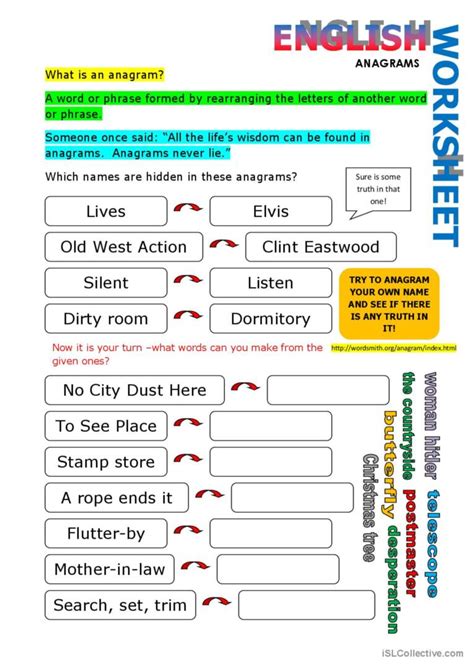 Anagrams General Grammar Practice English Esl Worksheets Pdf And Doc