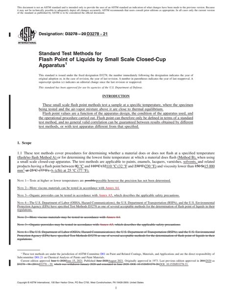 Astm D3278 21 Standard Test Methods For Flash Point Of Liquids By