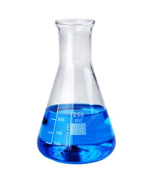 Labotatory Glass Beaker With Blue Liquid Sample Water Scientific