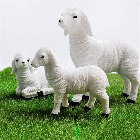 X Hot Popcorn 3pcs White Sheep Figurines Sheep Model White