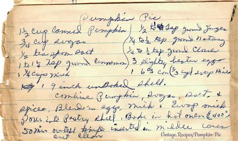 Pumpkin Pie Vintage Recipes