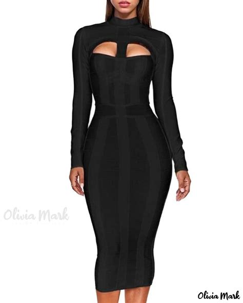 Olivia Mark Elegantly Designed Bodycon Bandage Dress With Hollow