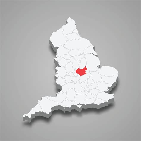 Leicestershire County Location Within England 3d Map 22754870 Vector