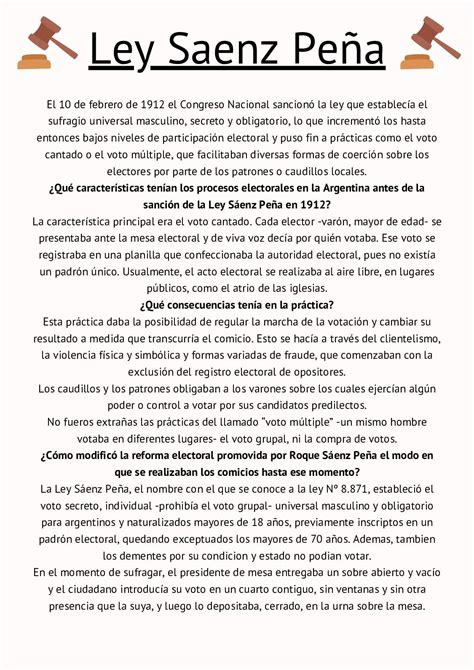 Cuáles Son Las Características Causas Y Consecuencias De La Ley Sáenz Peña