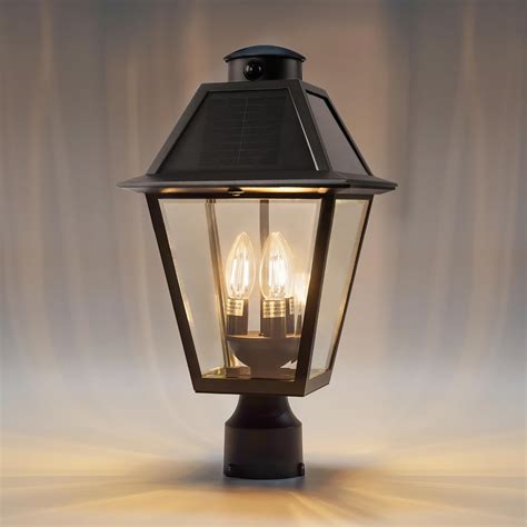 LUTEC Outdoor Solar Lamp Post Light with Motion Sensor, Dusk to Dawn