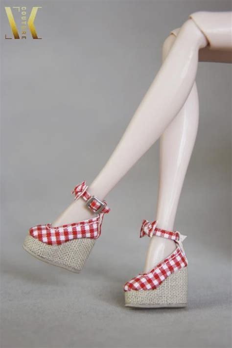 Sk104 Red Wedge Heel Shoes For Fr Fr2 Dg Momoko Barbie Azone