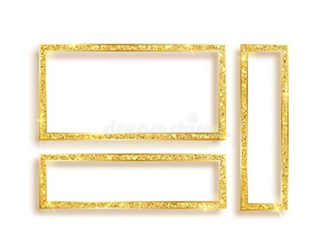 Set of Gold Glitter Frames with Sparkles on White Background. Stock ...