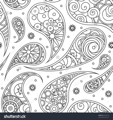 Black And White Paisley Pattern Stock Vector Illustration 91829156