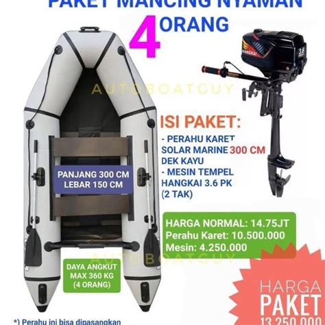 Jual Promo Paket Mancing Nyaman Perahu Karet Solar Marine Mesin