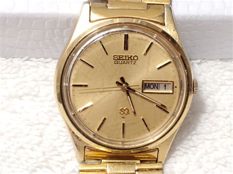 Mavin Vintage Seiko SQ Mens Day Date Quartz Watch Gold Tone Two