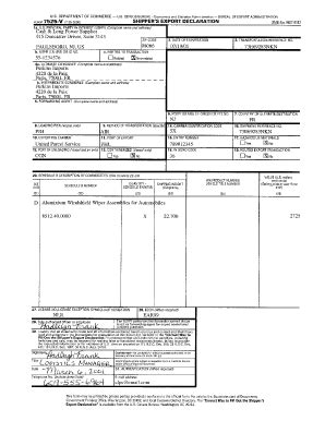 Shipper Export Declaration Fill Online Printable Fillable Blank