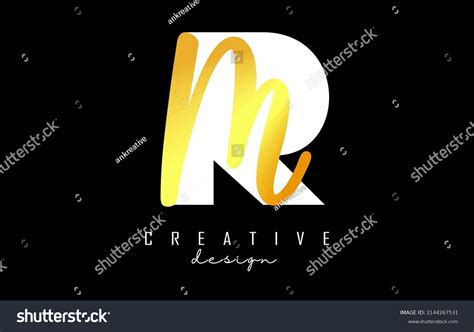 Golden Letters Rm Logo Minimalist Design Stock Vector Royalty Free