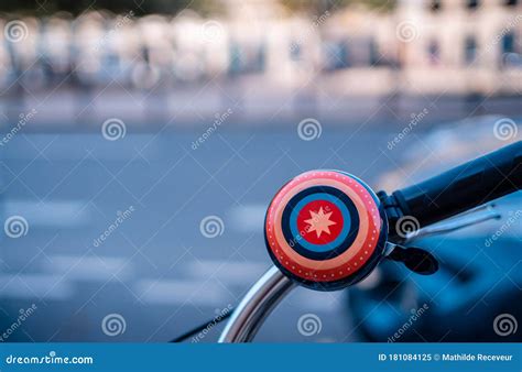 A Close Up Of A Funny Bicycle Bell In City Environment Stock Image