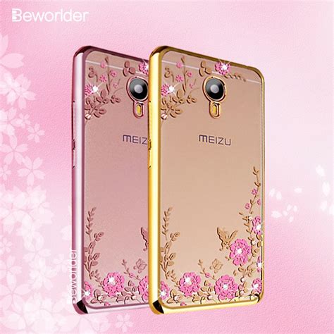 Beworlder For Meizu M Note Case Chic Flower Transparent Gold Plating